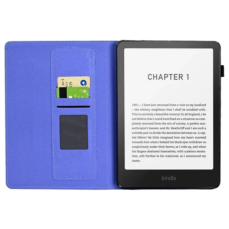 For Amazon Kindle Paperwhite (2024) Case Carbon Fiber Texture PU Leather Cover Stand View