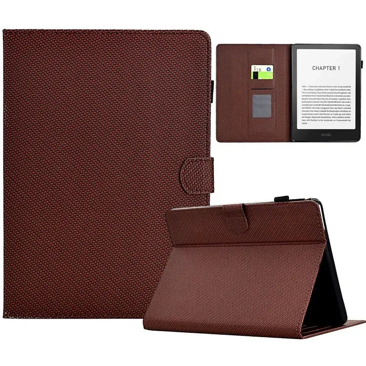 For Amazon Kindle Paperwhite (2024) Case Carbon Fiber Texture PU Leather Cover Stand View