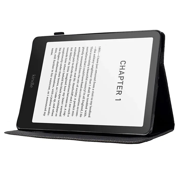 For Amazon Kindle Paperwhite (2024) Case Carbon Fiber Texture PU Leather Cover Stand View
