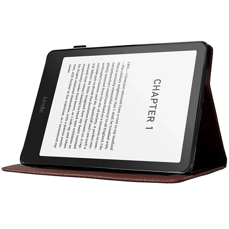 For Amazon Kindle Paperwhite (2024) Case Carbon Fiber Texture PU Leather Cover Stand View