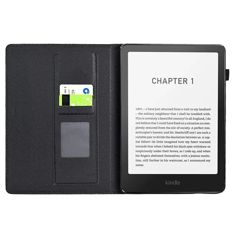 For Amazon Kindle Paperwhite (2024) Case Carbon Fiber Texture PU Leather Cover Stand View
