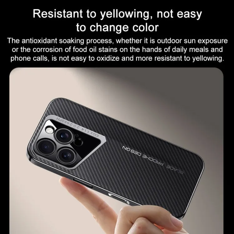 For iPhone 13 Carbon Fiber Texture PC Phone Case(White)