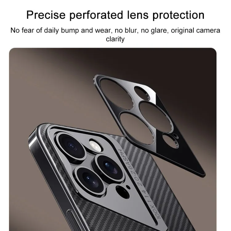 For iPhone 13 Carbon Fiber Texture PC Phone Case(White)