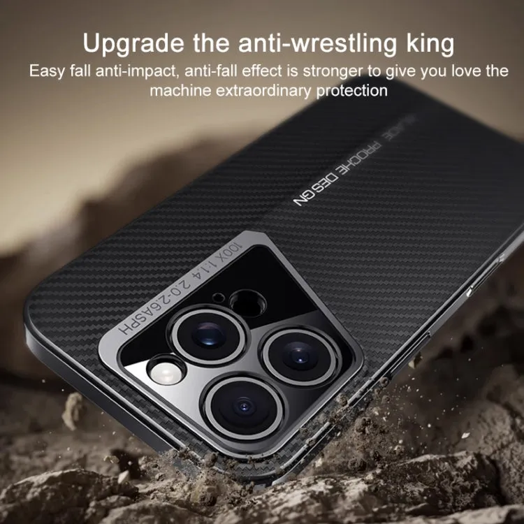 For iPhone 13 Carbon Fiber Texture PC Phone Case(White)