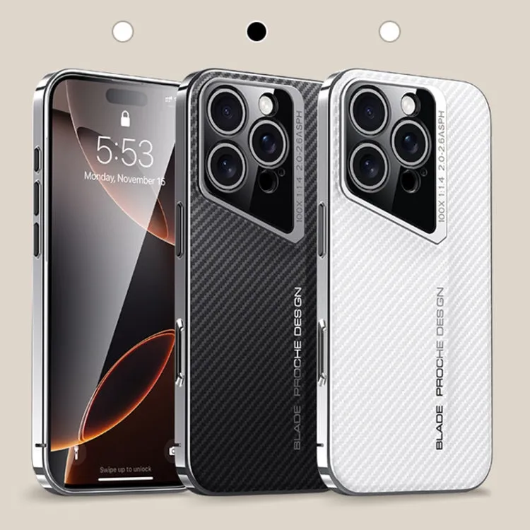 For iPhone 13 Carbon Fiber Texture PC Phone Case(White)
