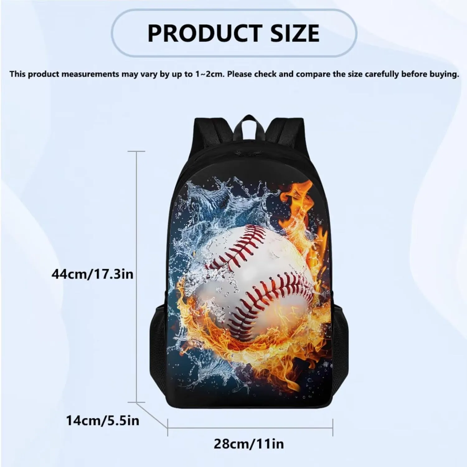 FOR U DESIGNS Youth Baseball Backpack for Boys 8-12 Large Capacity Bookbag Set with Lunch Box Cool Middle School Book Bags 6th Grade Boys Lightweight Travel Rucksack