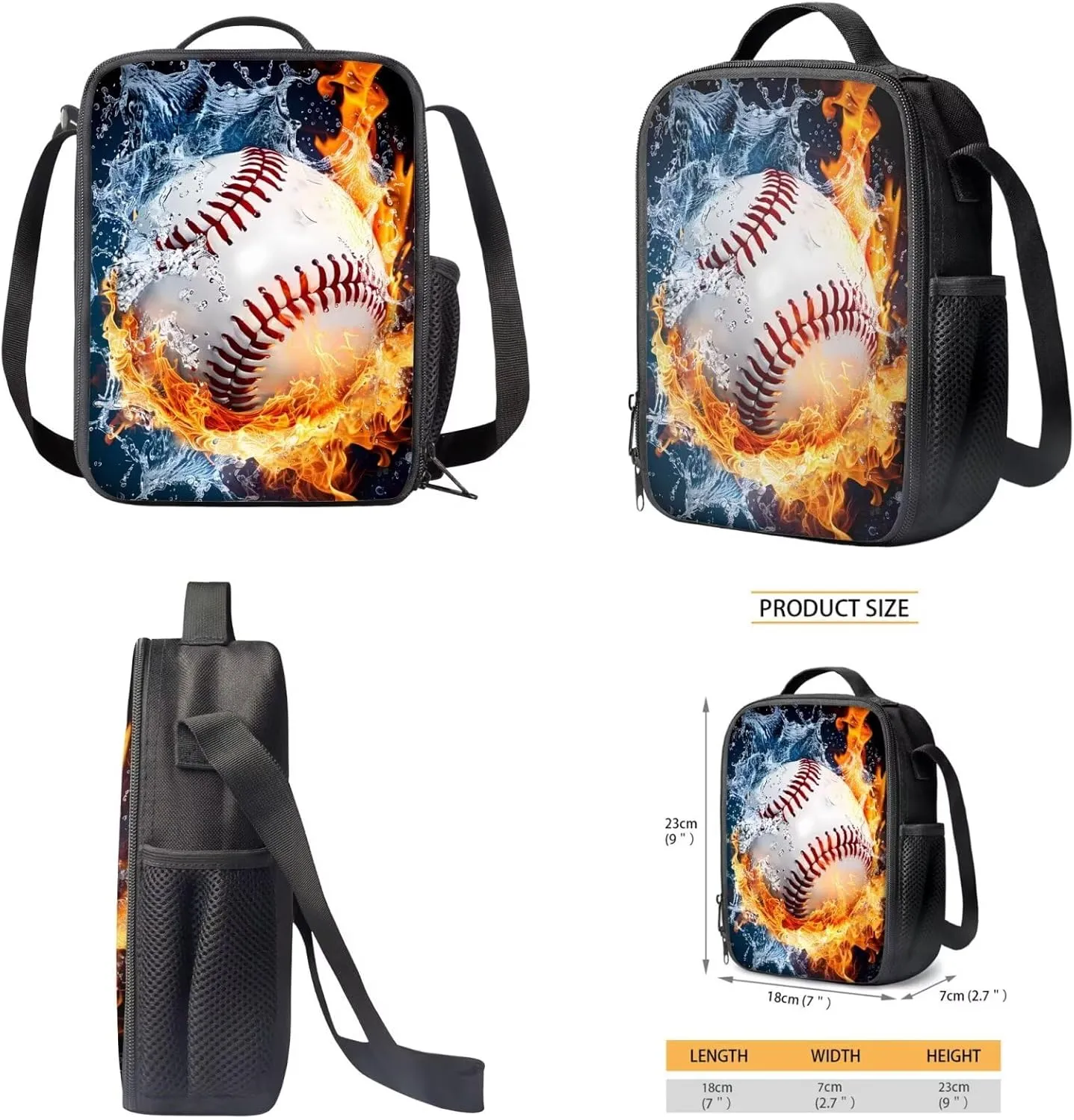FOR U DESIGNS Youth Baseball Backpack for Boys 8-12 Large Capacity Bookbag Set with Lunch Box Cool Middle School Book Bags 6th Grade Boys Lightweight Travel Rucksack