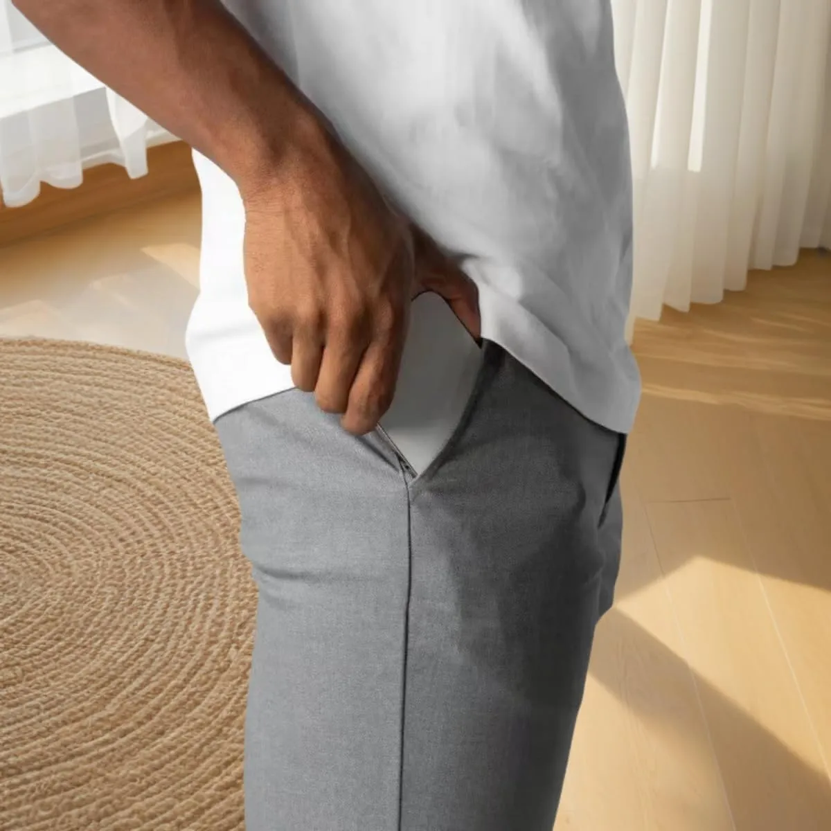 Foueo Active Chinos, Active Chinos Pants for Men Mens Chinos Slim Fit Stretch Skinny Tapered Dress Pants with Pockets