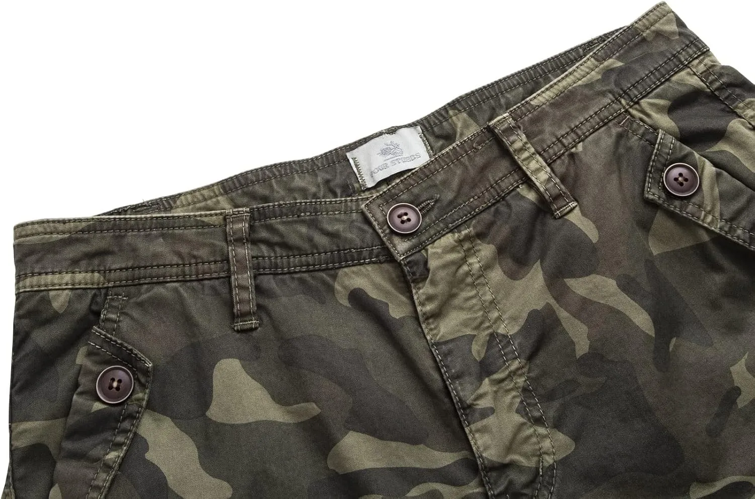FOURSTEEDS Women's Casual Fitted Multi-Pockets Camouflage Twill Bermuda Cargo Shorts