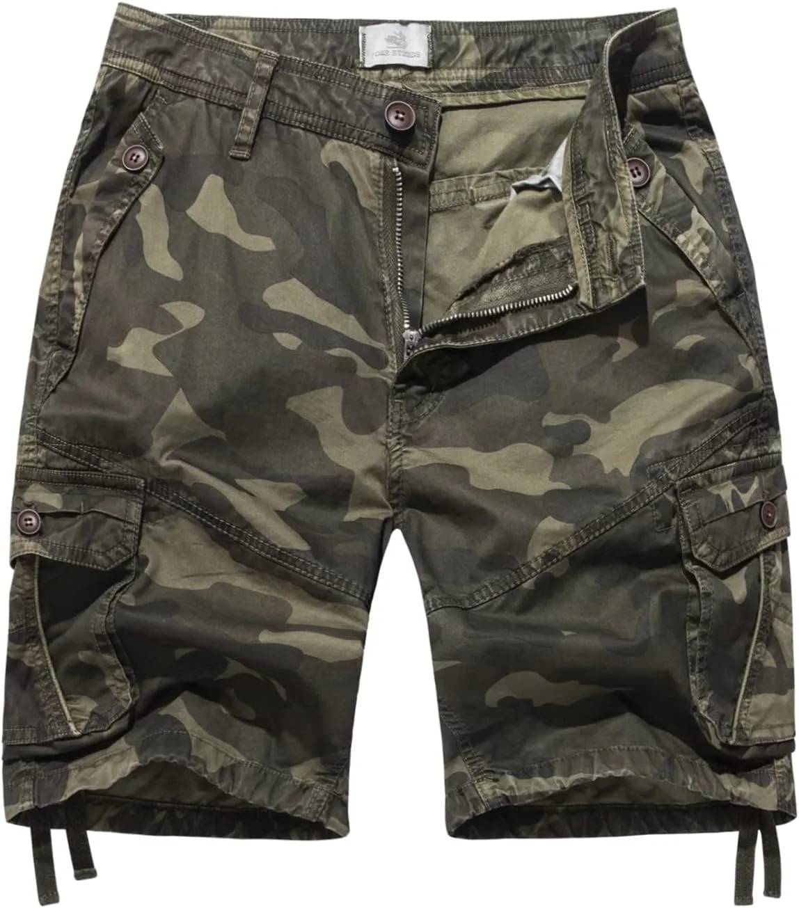 FOURSTEEDS Women's Casual Fitted Multi-Pockets Camouflage Twill Bermuda Cargo Shorts