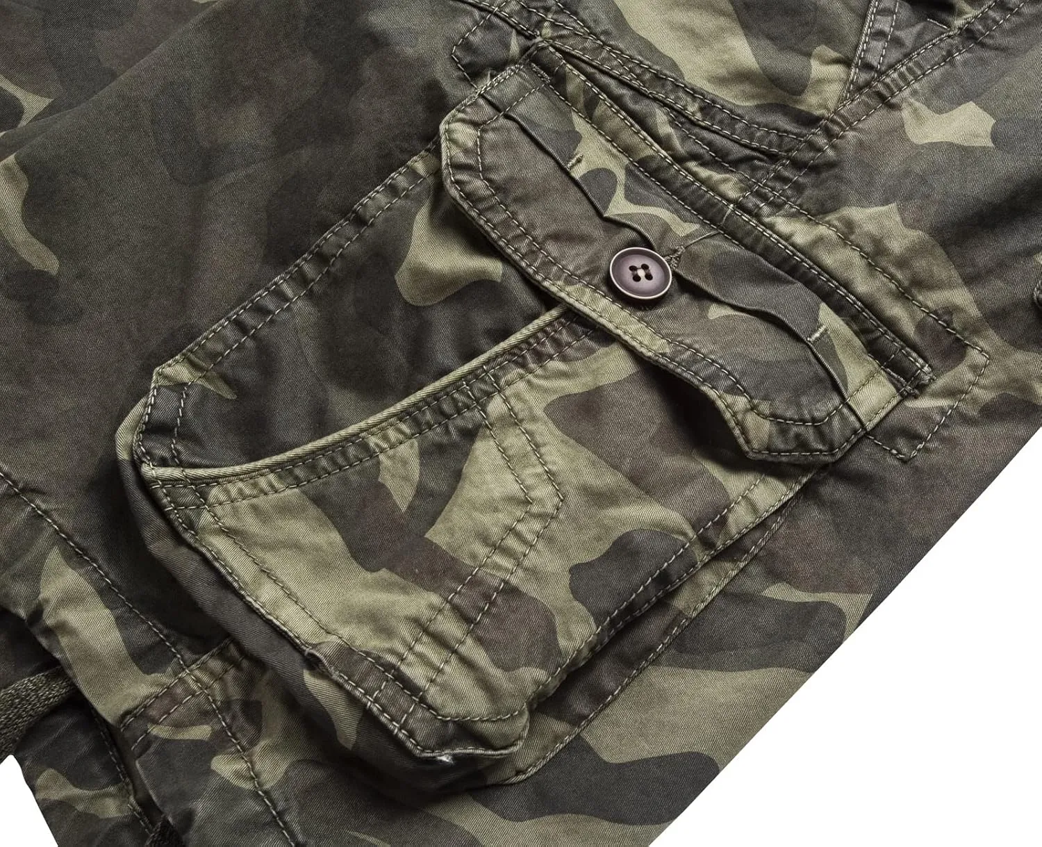 FOURSTEEDS Women's Casual Fitted Multi-Pockets Camouflage Twill Bermuda Cargo Shorts