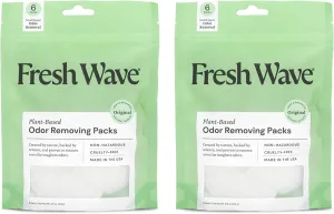 Fresh Wave Odor Eliminating & Deodorizing Packs | 2 Bags of 6 Each | Safer Odor Relief for Small Spaces | Natural Plant-Based Odor Eliminator | Odor Absorbers for Home