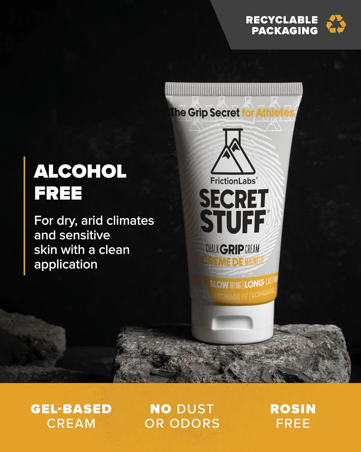 Friction Labs Quick Grip Secret Stuff Liquid Chalk for Athletes - Made in USA - Skin Friendly - Rock Climbing, Weightlifting, Gym, Tennis - Trusted by 100  Pro Athletes - Best Workout Chalk - 75mL