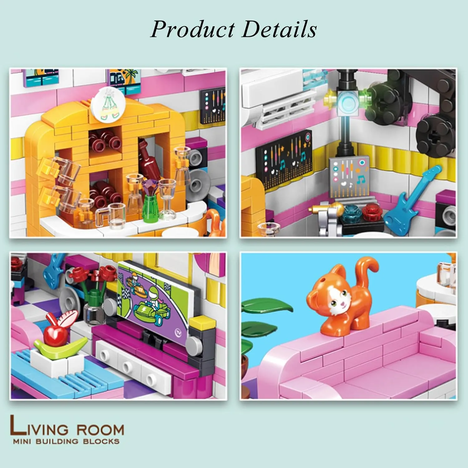 Friend Modern House for Girls Building Block Set, 623 PCS Living Room Playhouse Micro Bricks Kit, Small People Friendhip Apartment, Gift for Adults & Kids Ages 6  (Living Room)