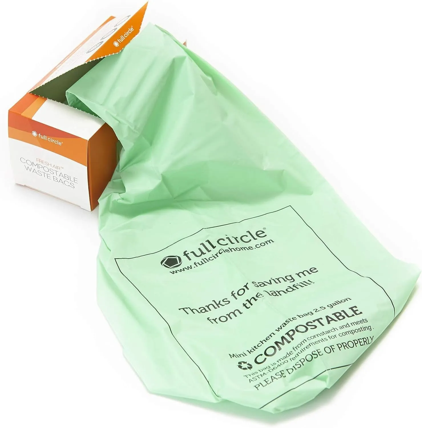 Full Circle Fresh Air Biodegradable Compost Bags, 2.5 Gallon / 25 Count, Original Scent
