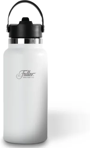 Fuller Stainless Steel Water Bottle with Straw Lid – BPA-Free, Sweat-Proof, Leak-Proof Travel Mug – Double Wall Insulated for Hot & Cold Drinks – Carry Handle (White, 32 Oz.)