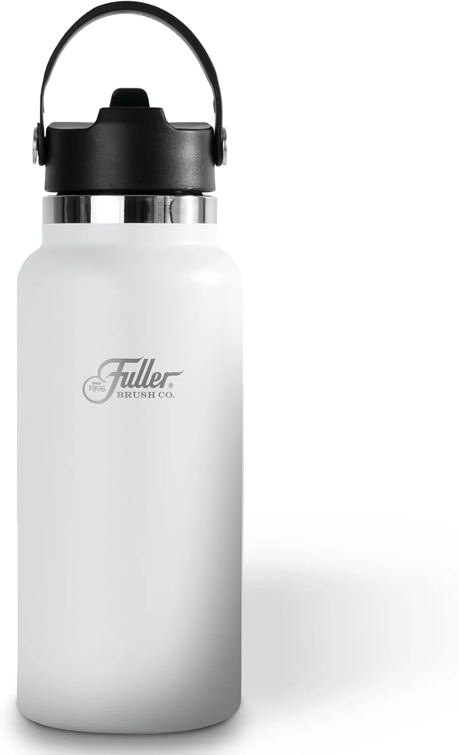 Fuller Stainless Steel Water Bottle with Straw Lid – BPA-Free, Sweat-Proof, Leak-Proof Travel Mug – Double Wall Insulated for Hot & Cold Drinks – Carry Handle (White, 32 Oz.)