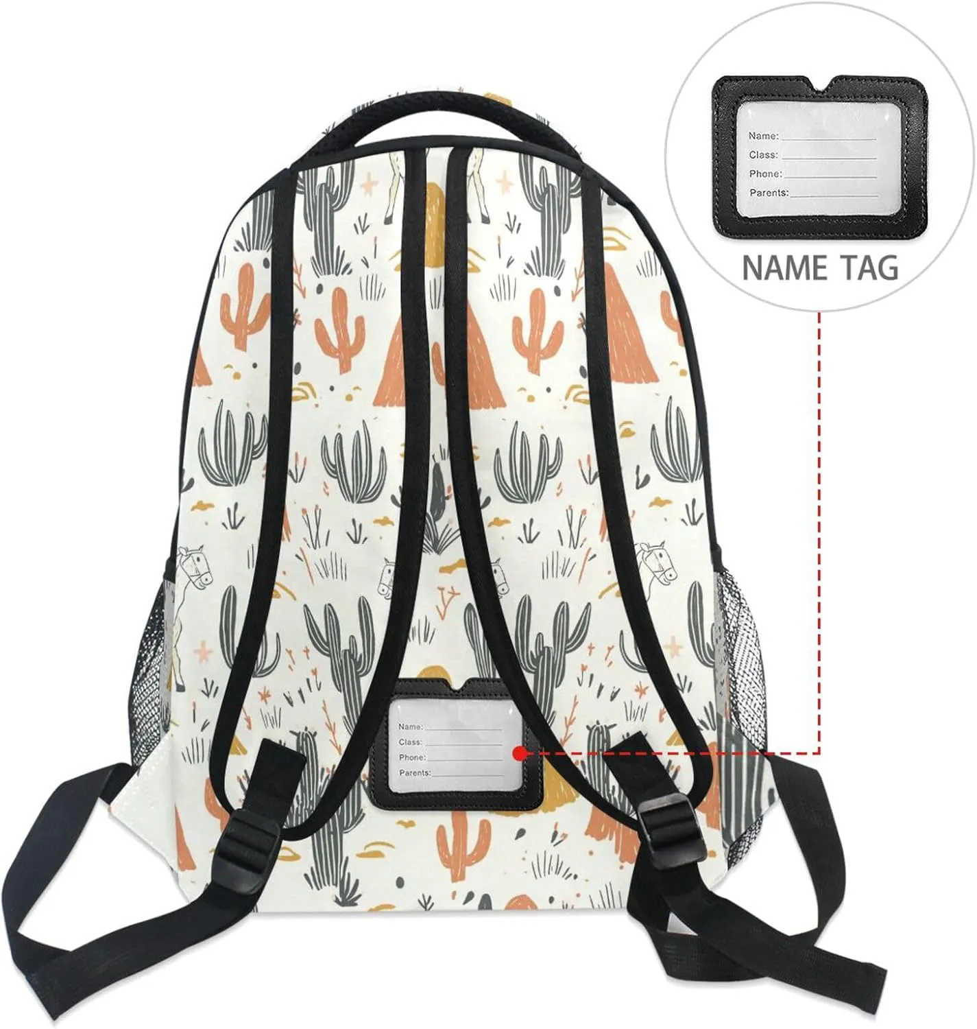 Fun Backpack for Teenager Fashion Laptop Bookbag with Chest Strap Gift Men & Women Western Cowboy Boho Cactus Cowboy Vast Wilderness