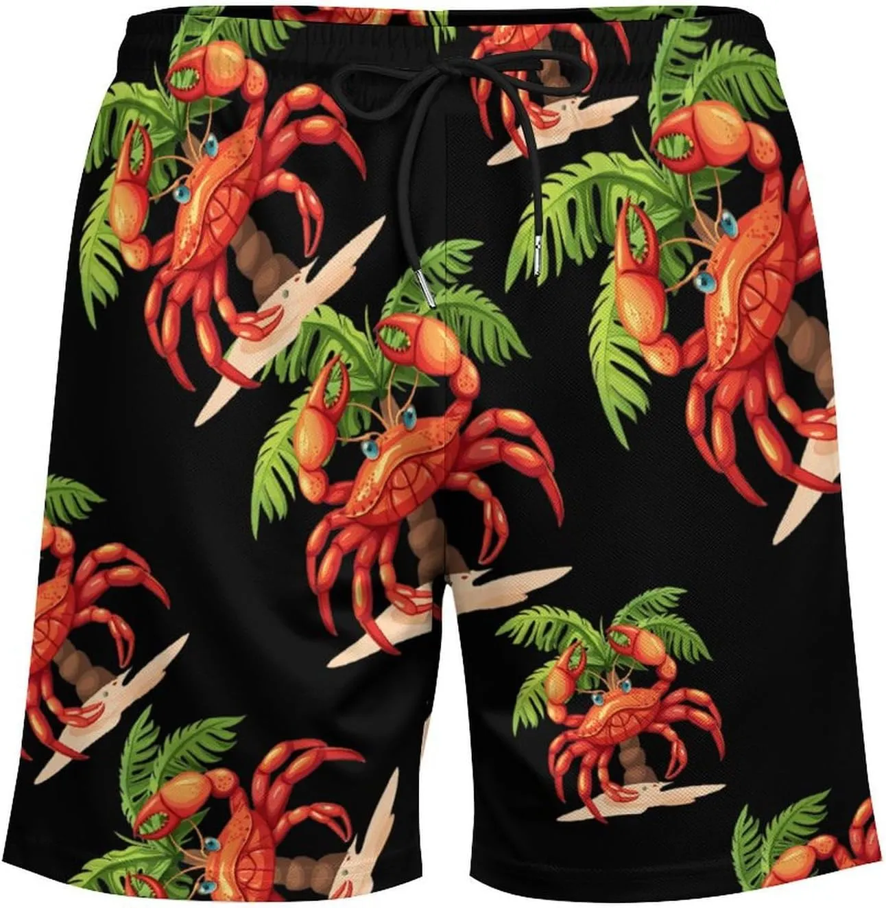 Funny Crab Men's Swim Trunks Quick Dry Board Shorts Swimwear Beach Shorts with Compression Liner