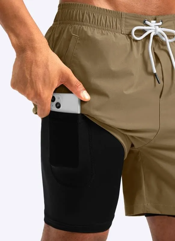 G Gradual Mens Swim Trunks with Compression Liner 5 inch Inseam Quick Dry Bathing Suits with Zipper Pocket-No Thigh Chafing