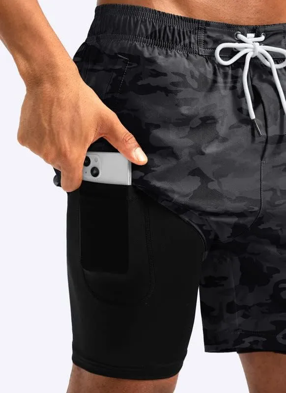 G Gradual Mens Swim Trunks with Compression Liner 5 inch Inseam Quick Dry Bathing Suits with Zipper Pocket-No Thigh Chafing
