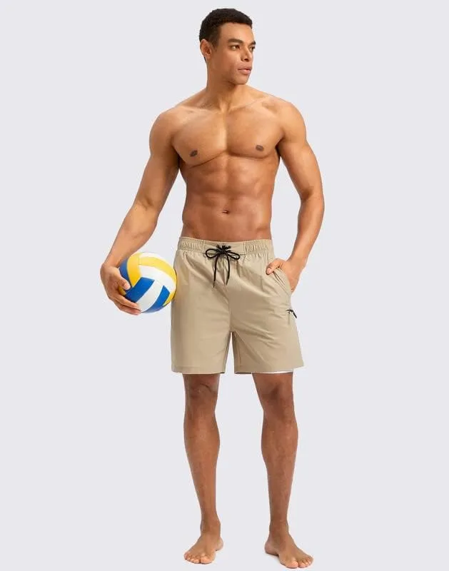 G Gradual Mens Swim Trunks with Compression Liner 5 inch Inseam Quick Dry Bathing Suits with Zipper Pocket-No Thigh Chafing