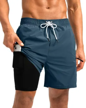 G Gradual Mens Swim Trunks with Compression Liner 5 inch Inseam Quick Dry Bathing Suits with Zipper Pocket-No Thigh Chafing