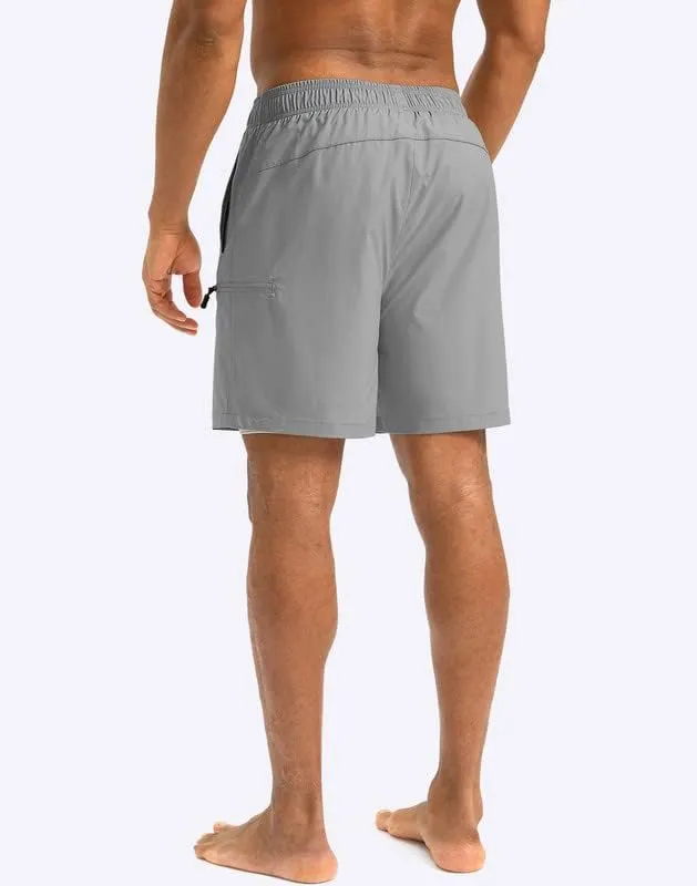 G Gradual Mens Swim Trunks with Compression Liner 5 inch Inseam Quick Dry Bathing Suits with Zipper Pocket-No Thigh Chafing
