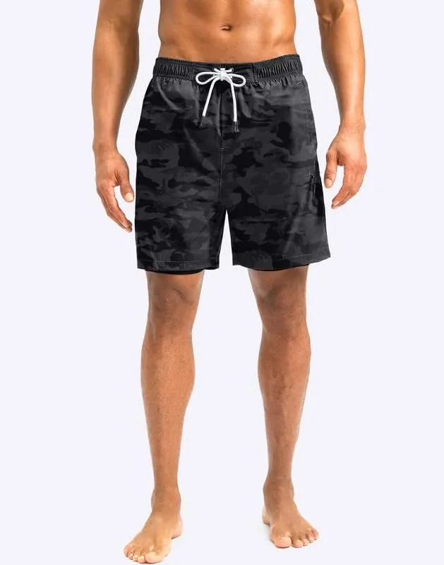 G Gradual Mens Swim Trunks with Compression Liner 5 inch Inseam Quick Dry Bathing Suits with Zipper Pocket-No Thigh Chafing