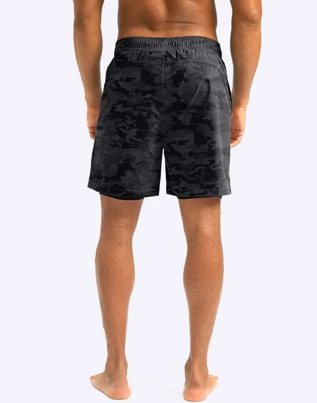 G Gradual Mens Swim Trunks with Compression Liner 5 inch Inseam Quick Dry Bathing Suits with Zipper Pocket-No Thigh Chafing