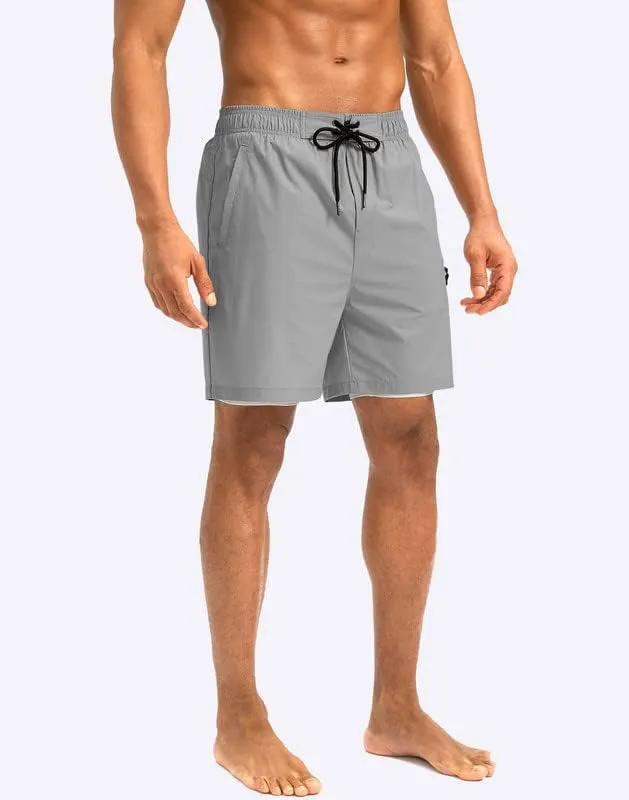 G Gradual Mens Swim Trunks with Compression Liner 5 inch Inseam Quick Dry Bathing Suits with Zipper Pocket-No Thigh Chafing