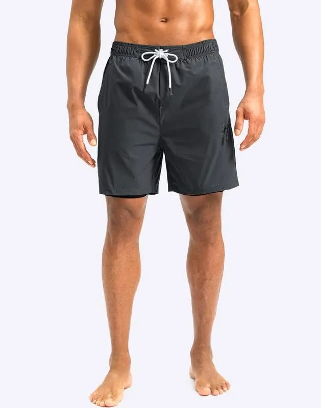 G Gradual Mens Swim Trunks with Compression Liner 5 inch Inseam Quick Dry Bathing Suits with Zipper Pocket-No Thigh Chafing