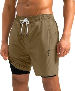 G Gradual Mens Swim Trunks with Compression Liner 5 inch Inseam Quick Dry Bathing Suits with Zipper Pocket-No Thigh Chafing