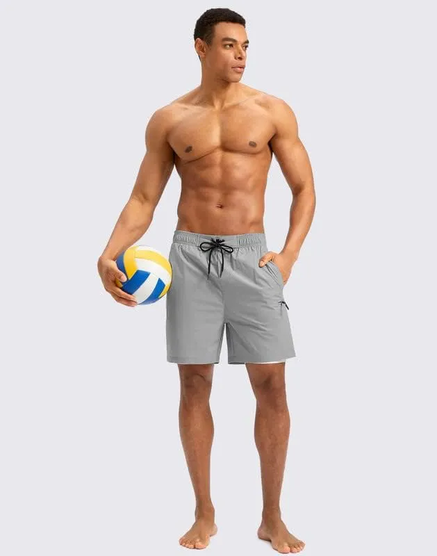 G Gradual Mens Swim Trunks with Compression Liner 5 inch Inseam Quick Dry Bathing Suits with Zipper Pocket-No Thigh Chafing
