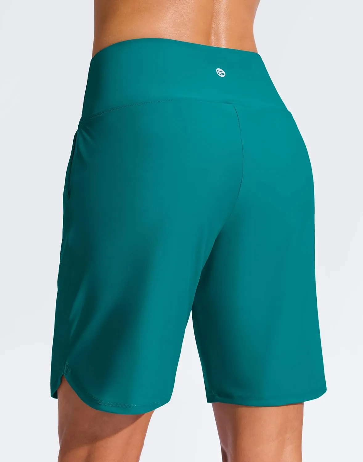 G Gradual Women's 9" Long Swim Board Shorts High Waisted Quick Dry Beach Swimming Shorts for Women with Pockets Liner