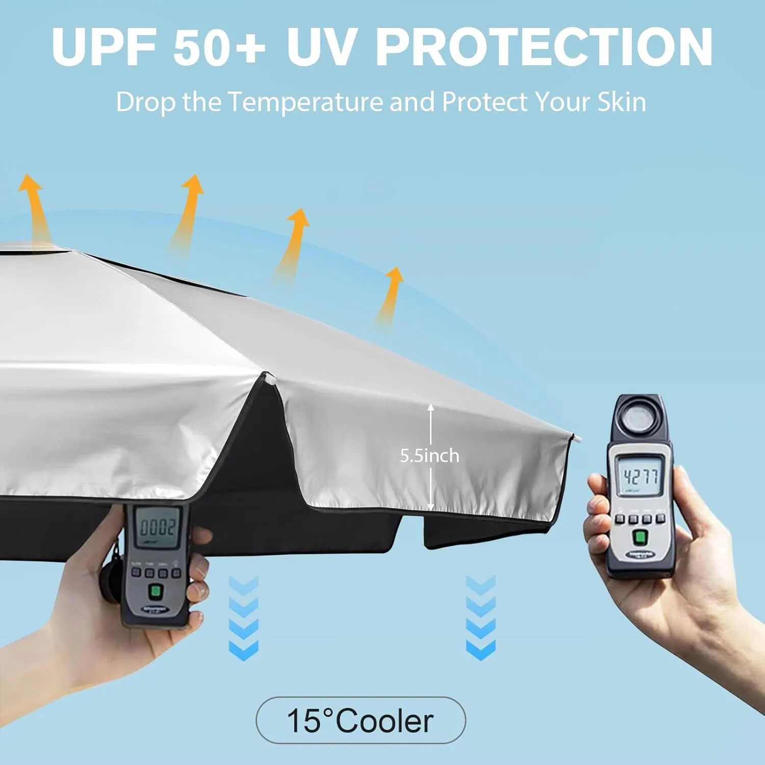 G4Free UPF 50  6.5ft Beach Umbrella with Sand Anchor UV Protection Portable Sun Shade 6.5 Foot Heavy Duty Patio Umbrella Tilt Mechanism & Carry Bag