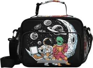 Galaxy Astronauts Alien Kids Lunch Bags for Boys Girls Planet Kids Cooler Insulated Thermal Lunch Bag Reusable Organizer Tote Lunch Box with Adjustable Shoulder Strap for School Picnic Beach Sporting