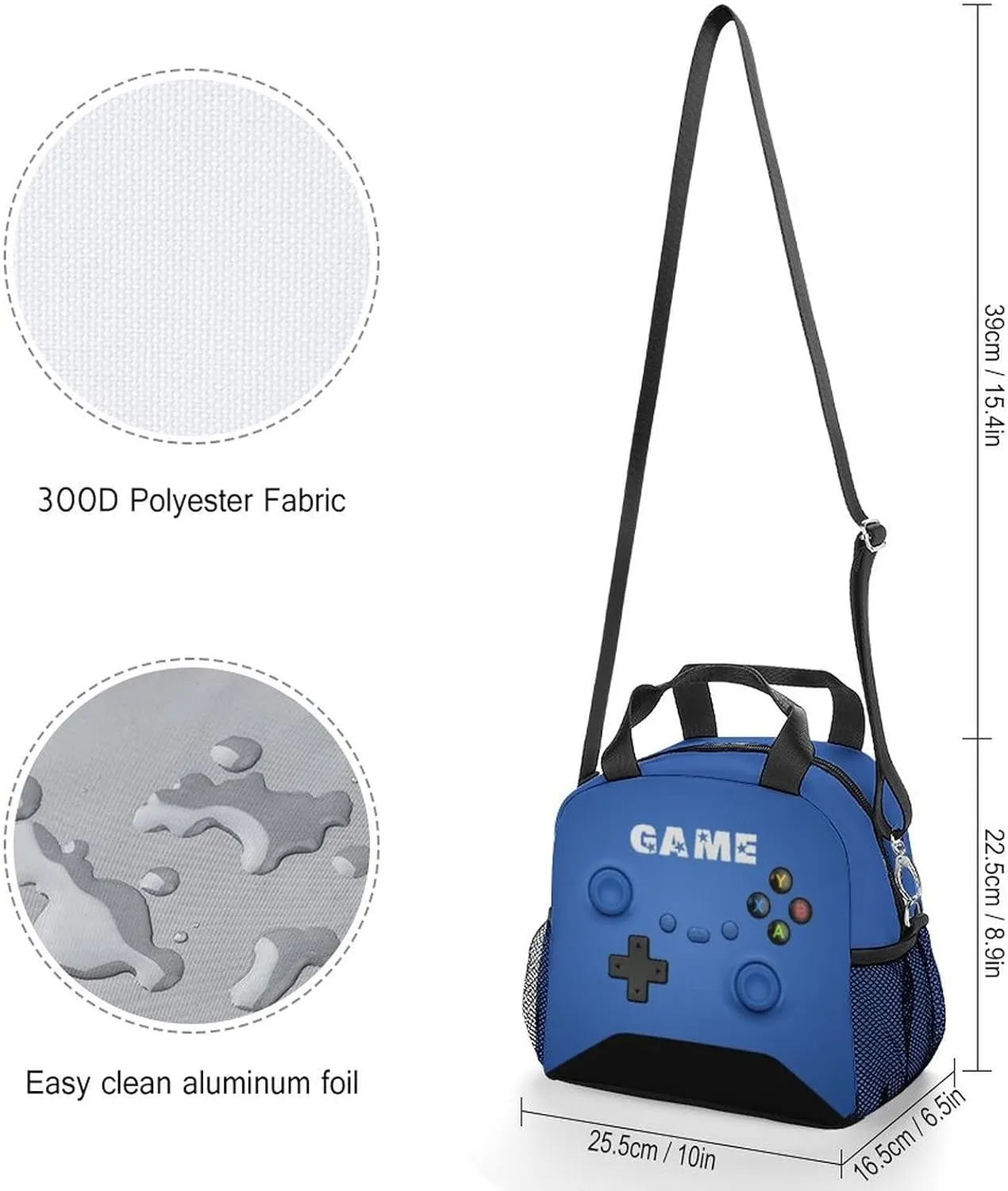 Game Lunch Bag for Boys Girls Gamer, Insulated Video Game Lunch Box for School Work Office Travel Picnic Hiking Beach, Waterproof Leakproof Portable Fits Most Bento Boxes