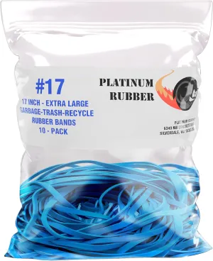 Garbage Trash Can Rubber Bands Blue Large Size 17" Inch Rubberbands Kitchen Compactor Tote Bin 55-65 Gallon 95 96-100 Gal Toter Oversize Big bag liner holder, 55 Drums Litter Pails Buckets (10-PACK)