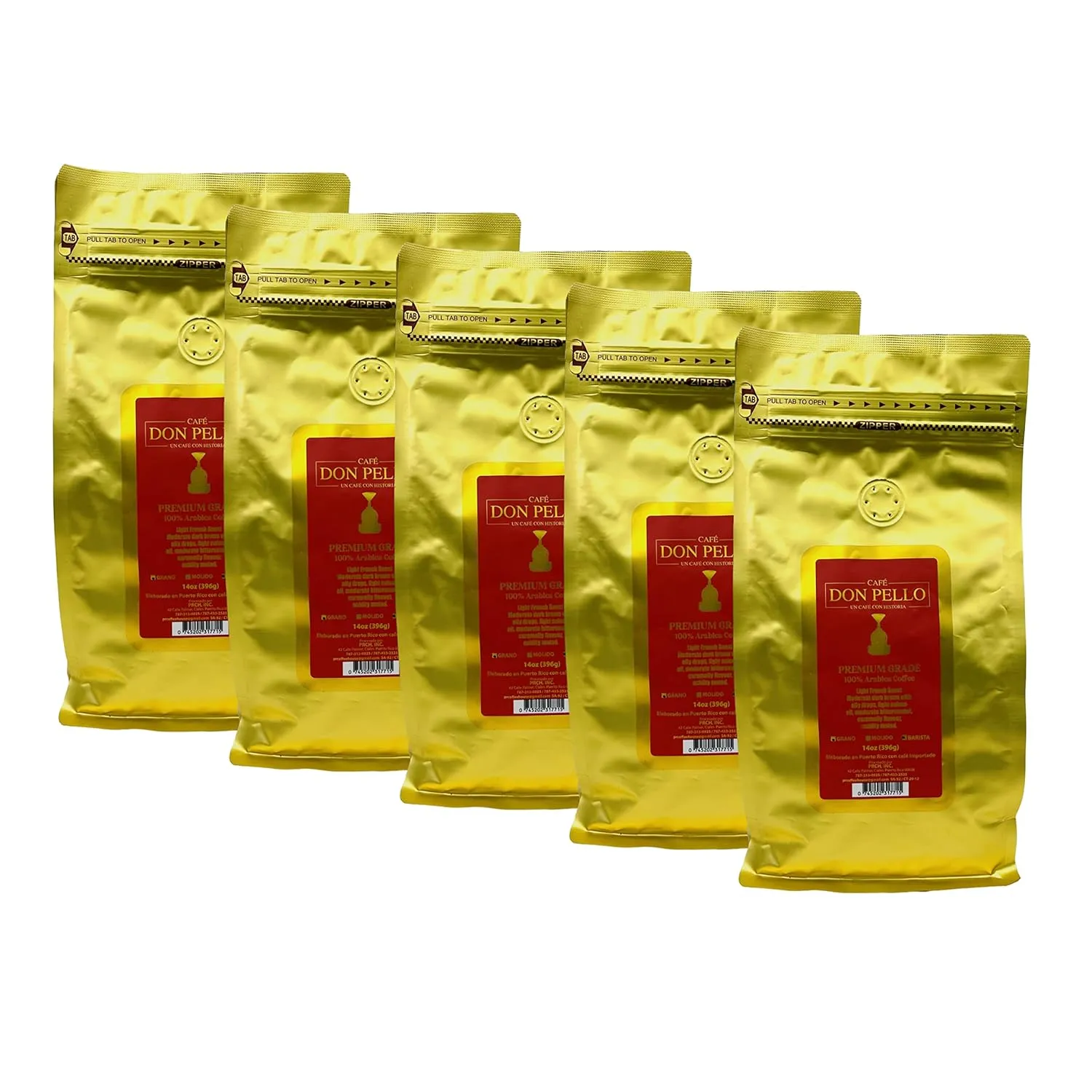 Generic Café Don Pello Barista - Whole Beans - 5 Bags - 70 oz Total - Ciales, Puerto Rico