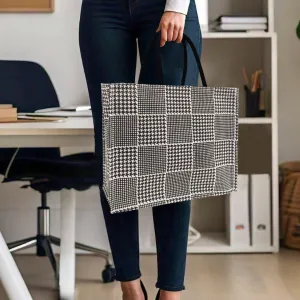 GEOMETRIC HOUNDSTOOTH STRIPESWITH ZIPPER AND OPEN POCKET INSIDE
