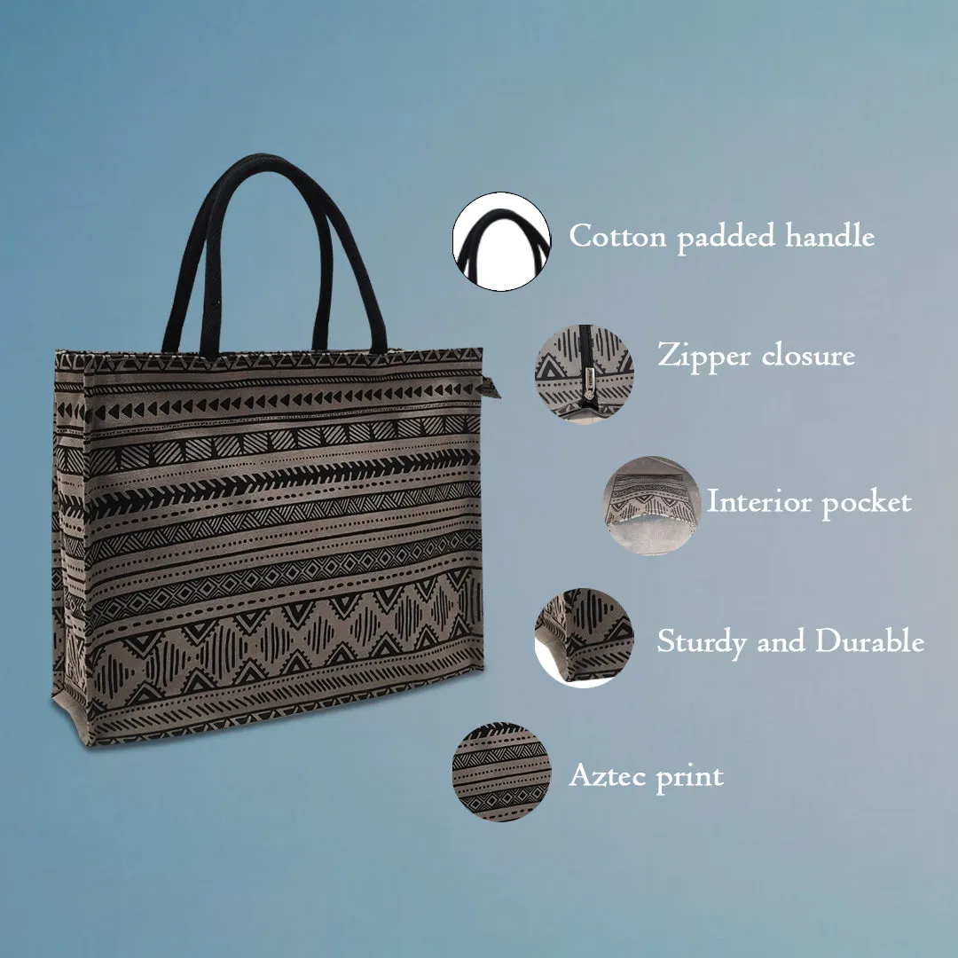 GEOMETRIC PRINT BAG WITH ZIPPER
