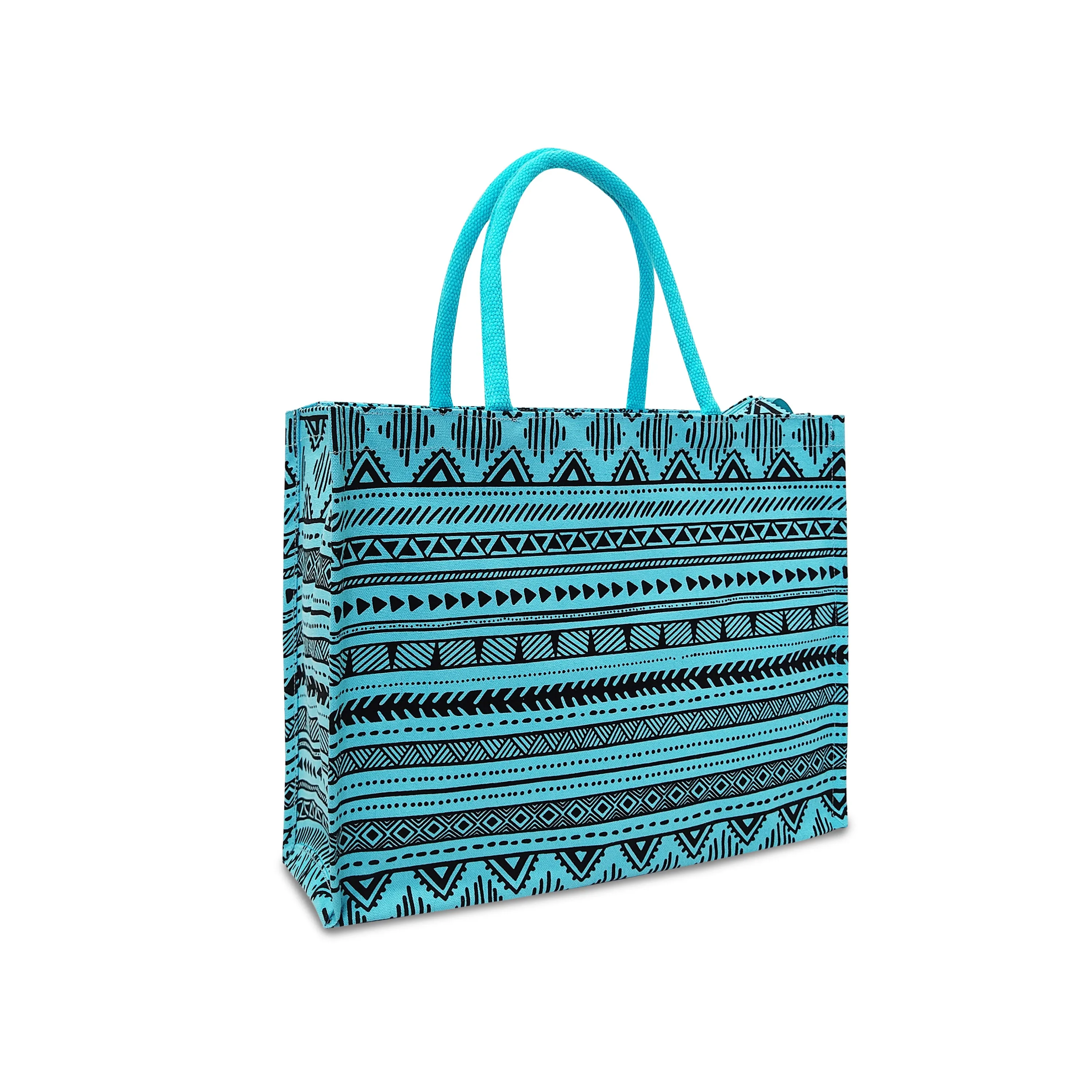 GEOMETRIC PRINT BAG WITH ZIPPER