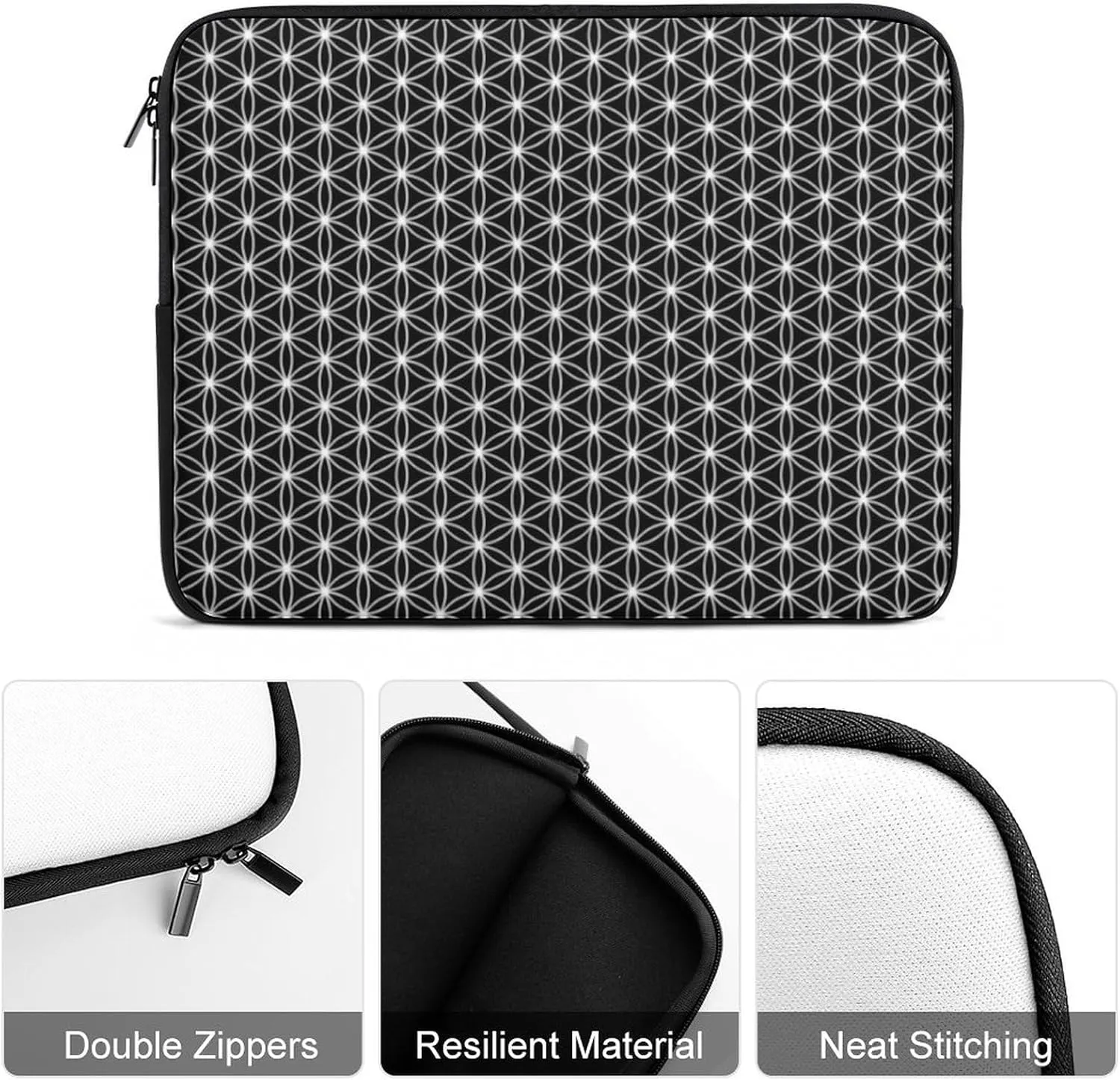 Geometrics Grey Silver All Print Hands Free Withdrawal Laptop Bag Unisex