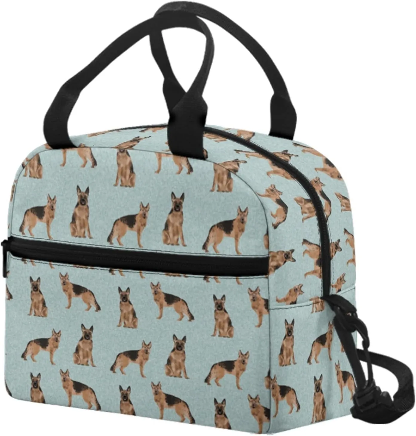 German Shepherds Lunch Box Large Capacity Insulated Lunch Bag Kids, Cartoon Cute Reusable Lightweight Lunch Box for Kids, Insulated Thermal Cooler Sack Food Handbag for Women Men