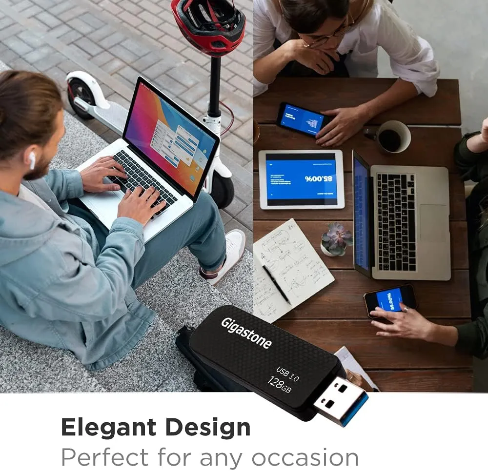 GIGASTONE Z30 128GB 5-Pack USB 3.2 Gen1 Flash Drive, Capless Retractable Design Pen Drive, Carbon Fiber Style, Reliable Performance & Durable, USB 2.0/3.0/3.1 Interface Compatible