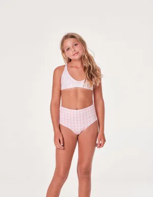 Gingham Girls' Bikini Set with UPF 50 