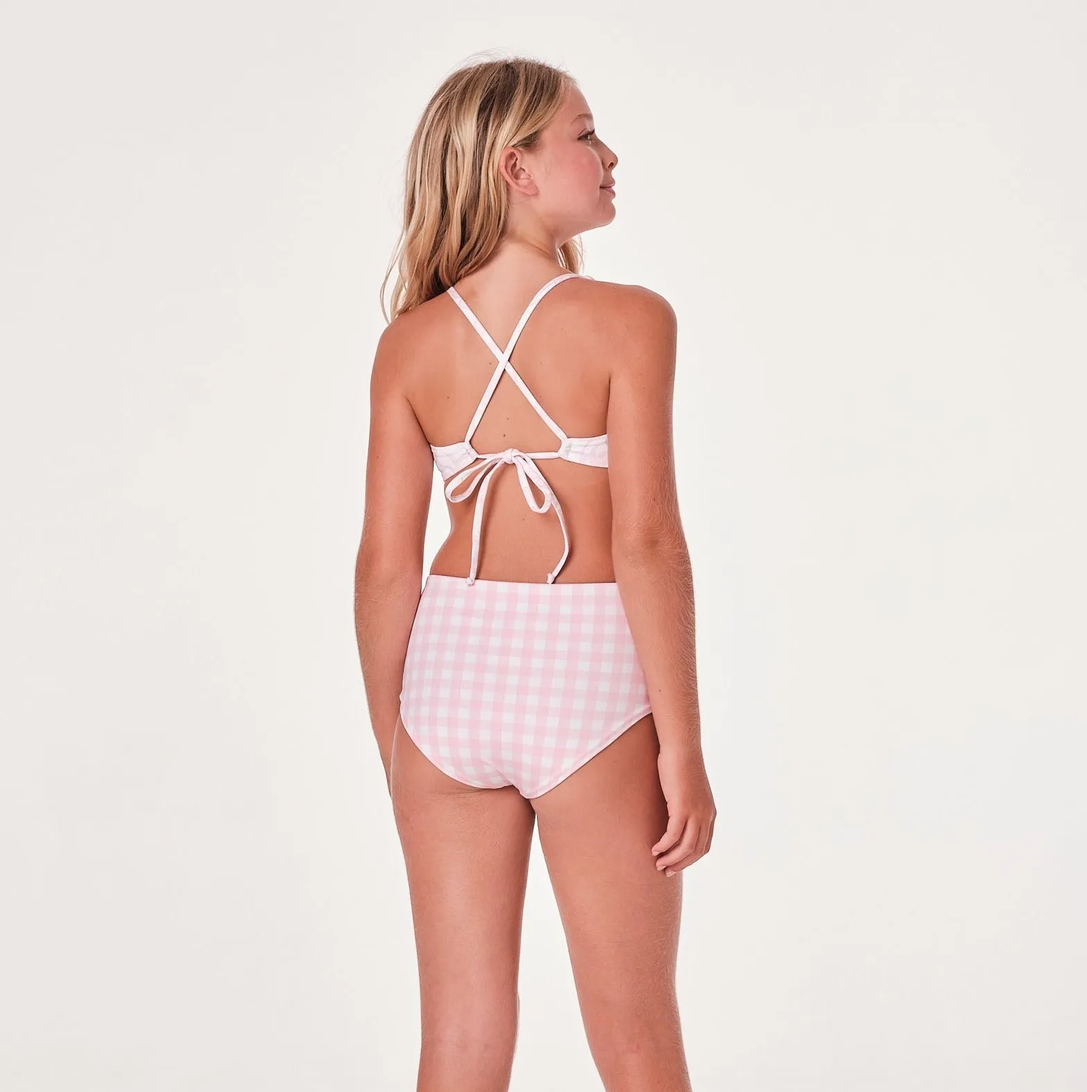 Gingham Girls' Bikini Set with UPF 50 