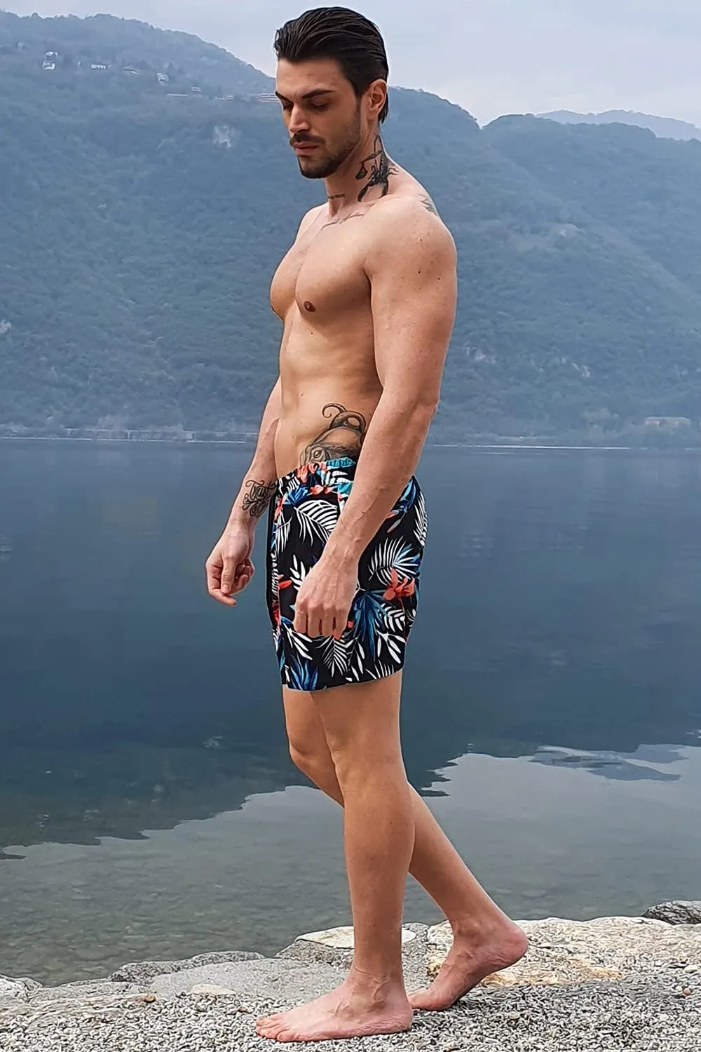 GINGTTO Men's Beach Shorts Bathing Suits with Mesh Lining