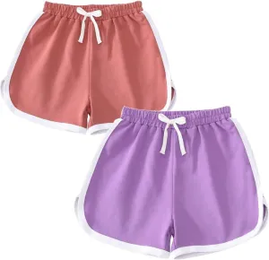 Girls Boys 3 Pack Running Athletic Cotton Shorts, Kids Baby Workout and Fashion Dolphin Summer Beach Sports